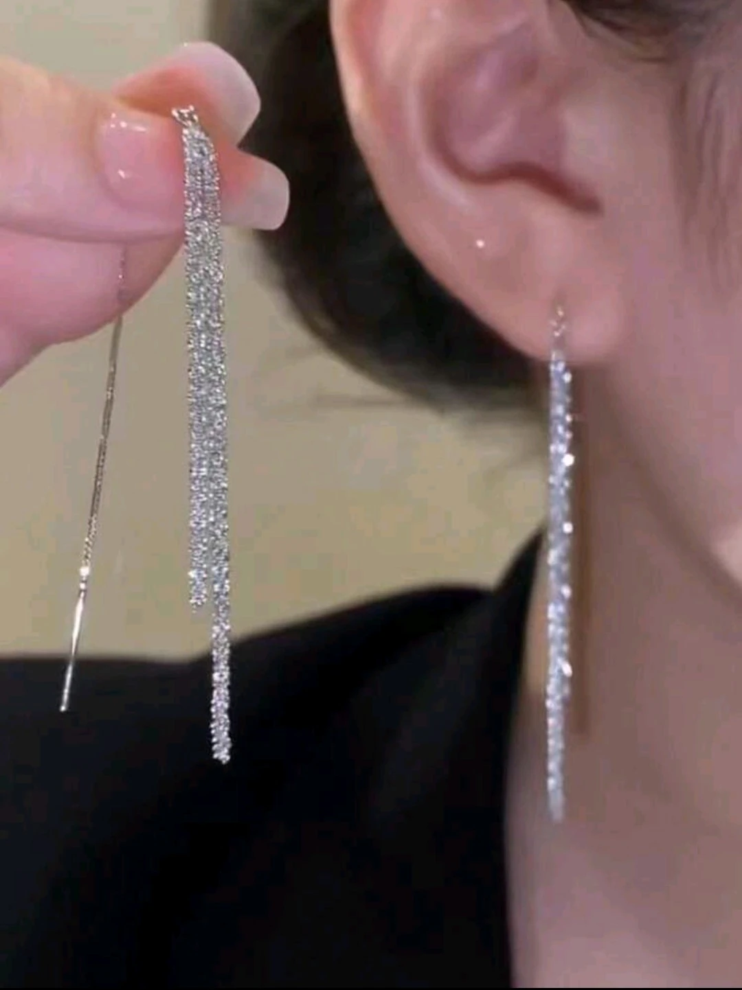 Aretes largos plateado
