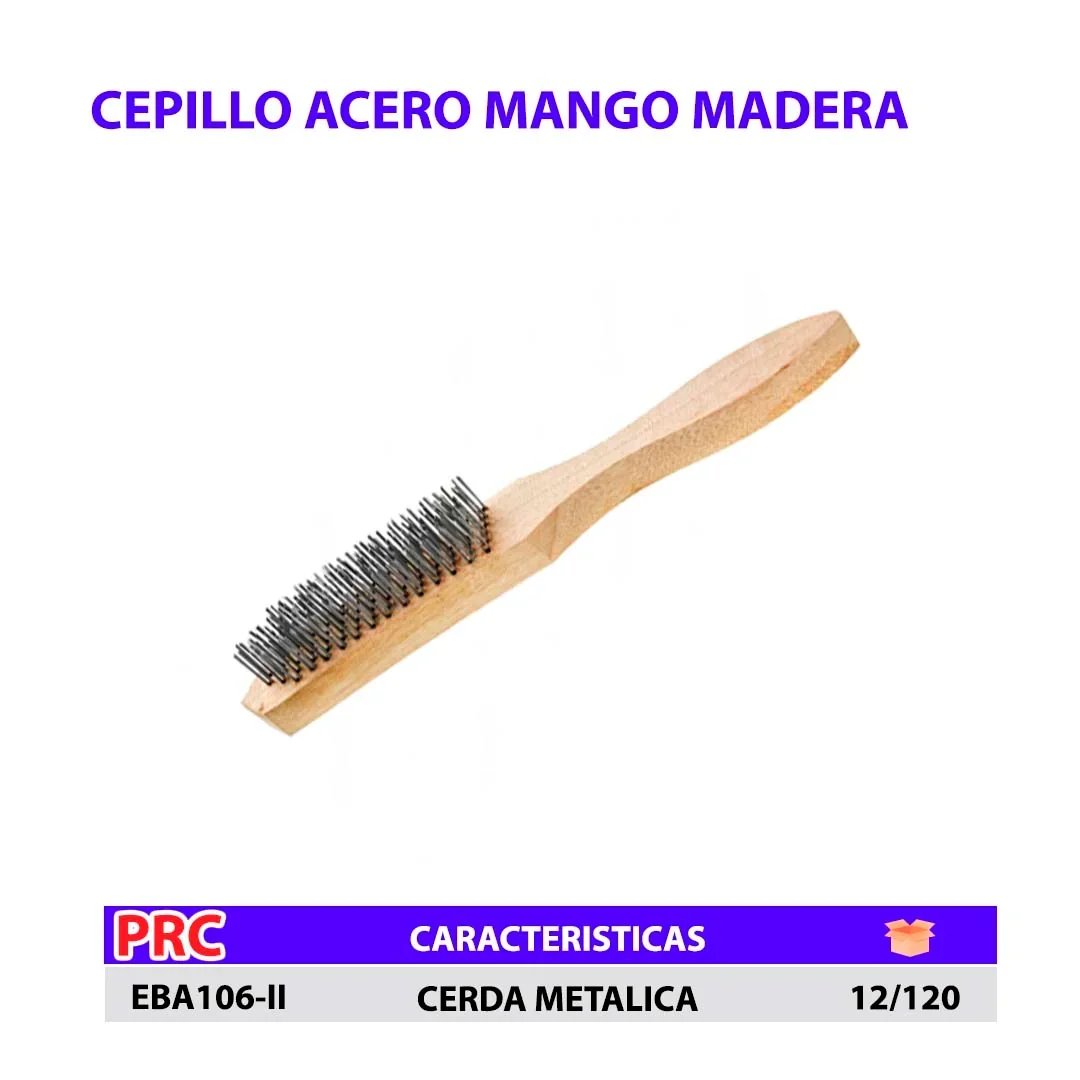CEPILLO ACERO MANGO MADERA CERDA METALICA