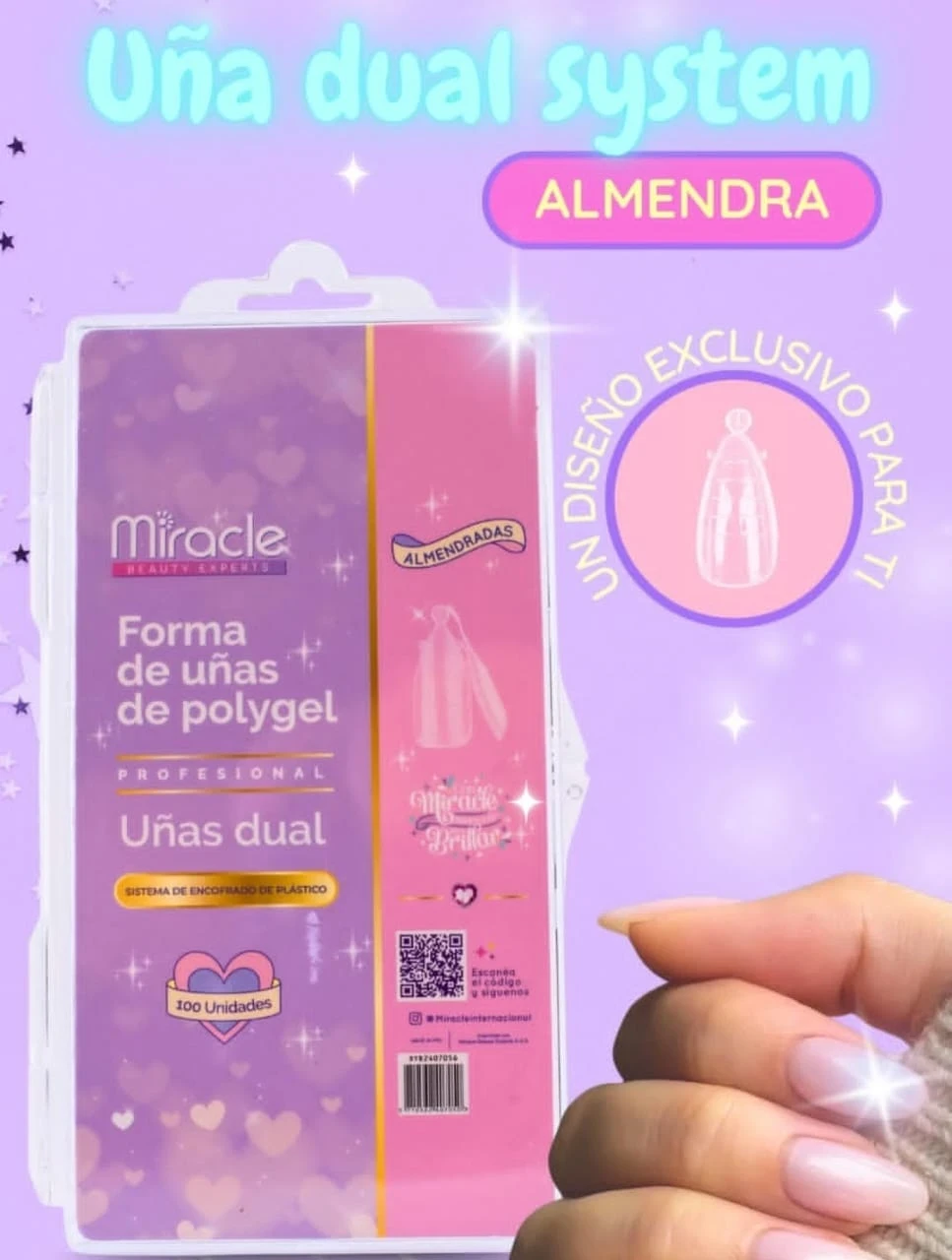 miracle caja uña tips x100pcs almendra