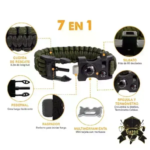 Pulsera tactica de supervivencia.  2