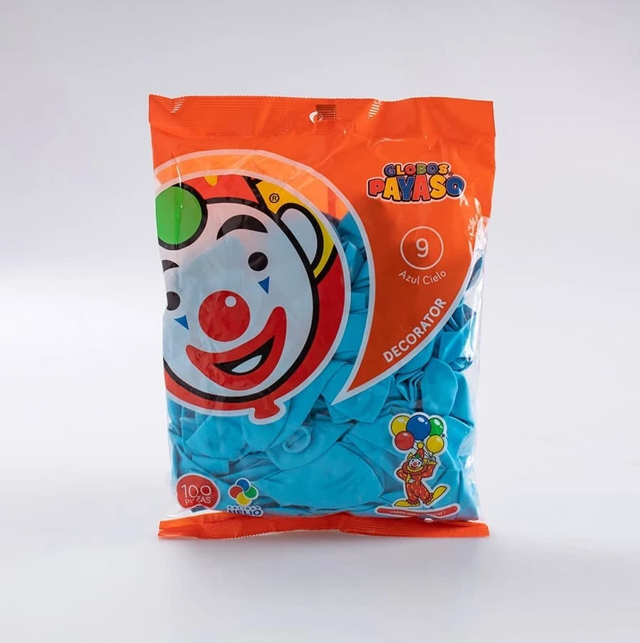 Globo azul cielo  c/50 #9 payaso