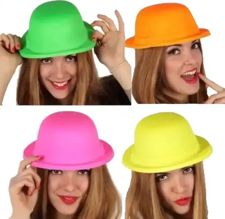 Sombrero plastico bombin fluo  3