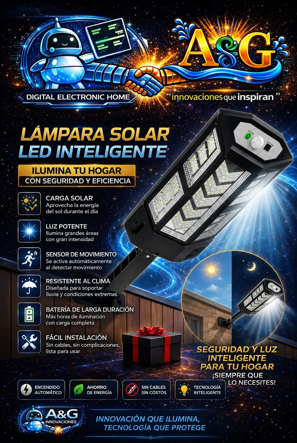 Lámpara de exterior solar con sensor 