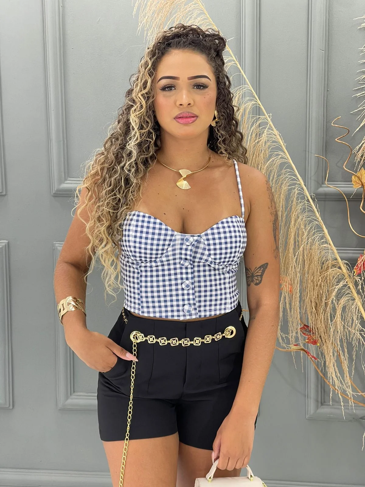 Cropped xadrez de luxo 7