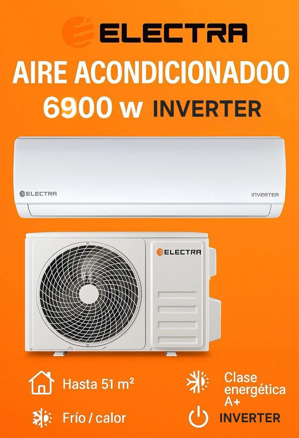 AIRE ACONDICIONADO ELECTRA 6900W INVERTER frio/ calor
