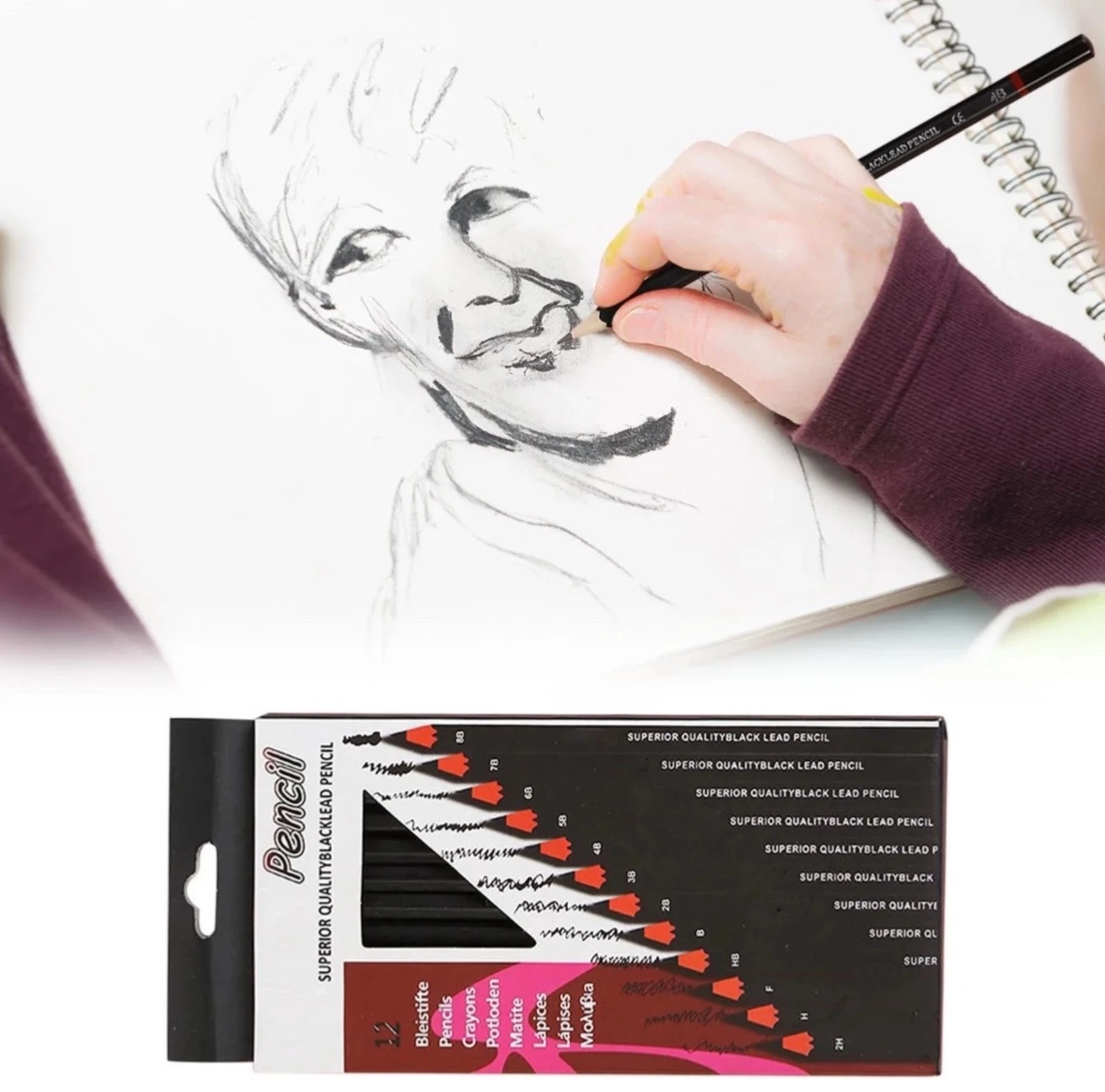 set de 12 lapices de dibujo y sombreado 5