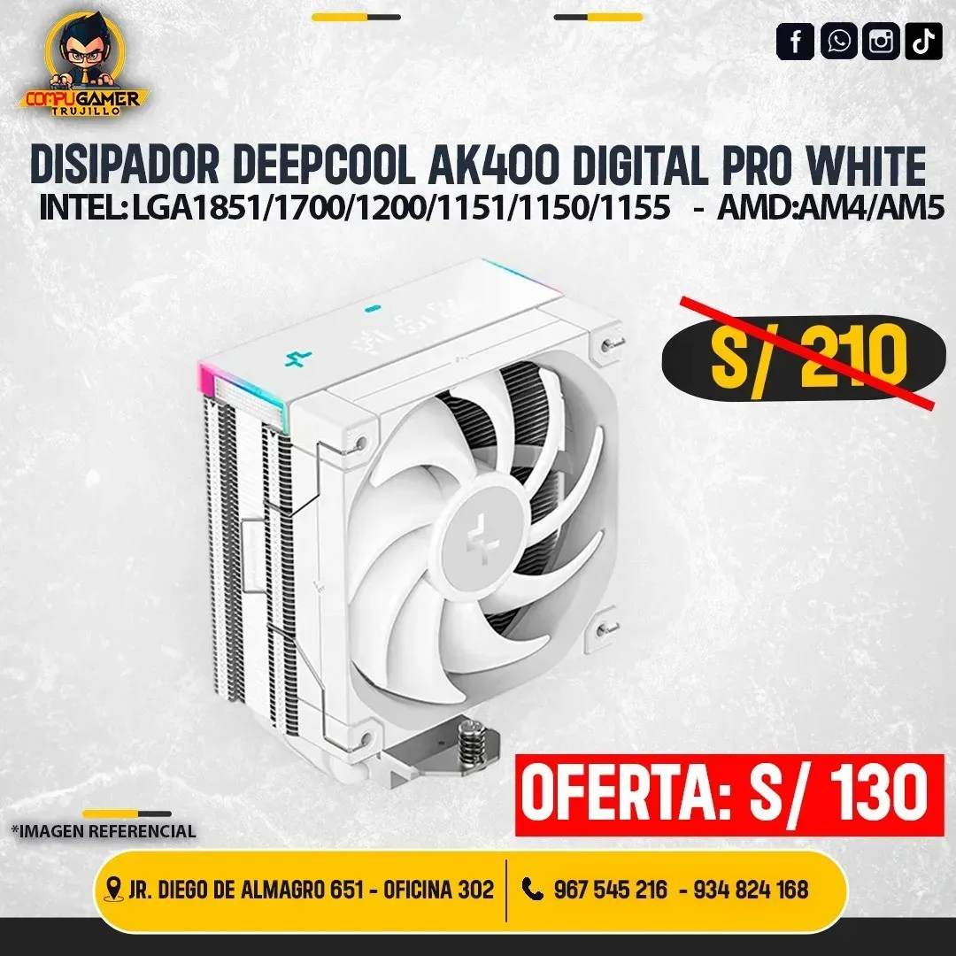 DISIPADOR DEEPCOOL AK400 DIGITAL PRO WHITE