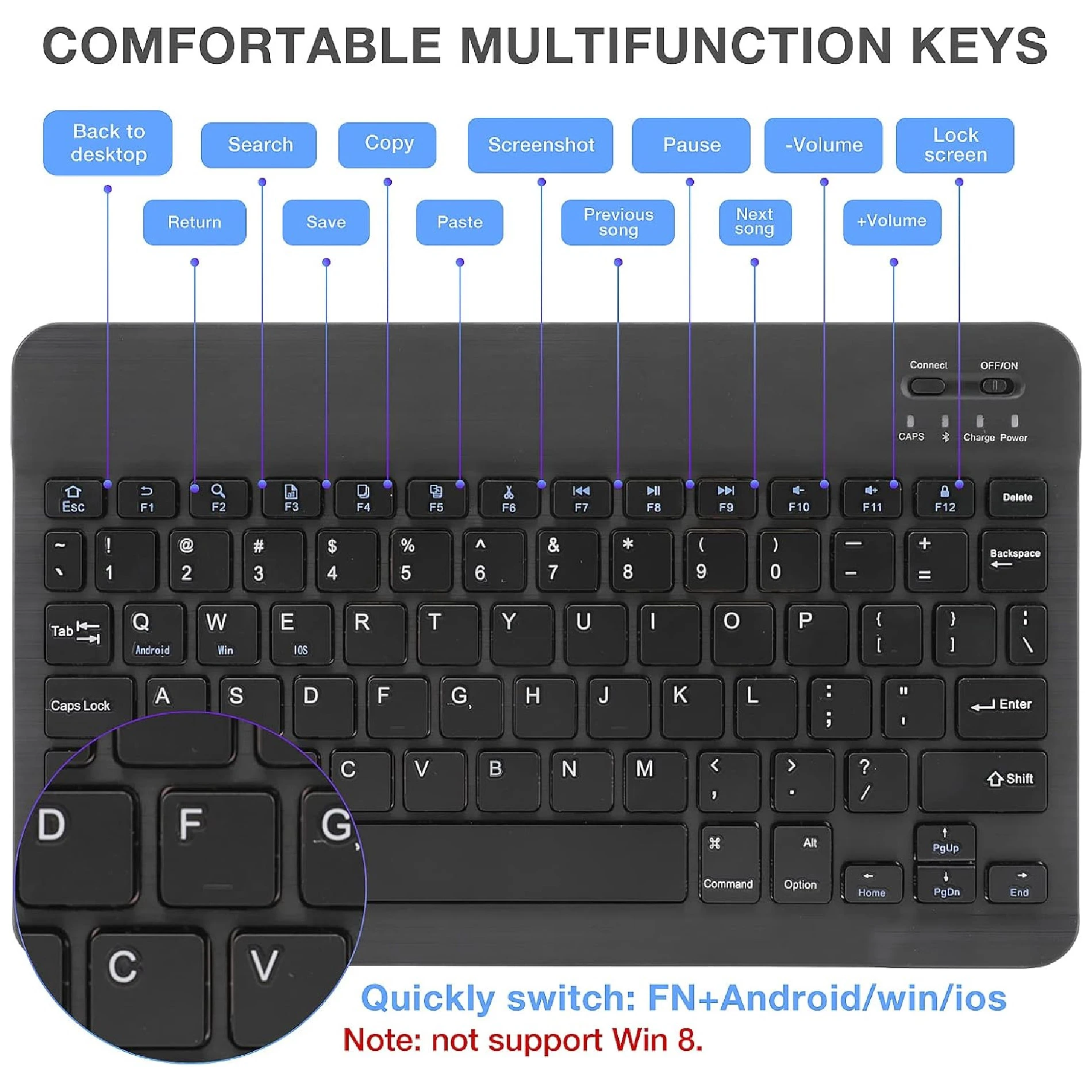 Set 3 en 1 Teclado Bluetooth + Mouse + Soporte  4
