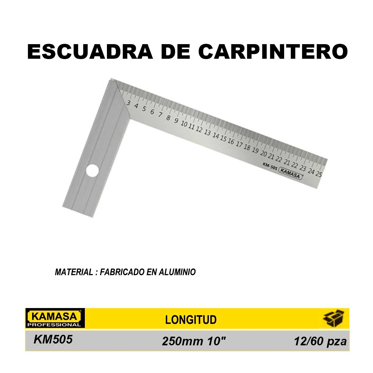 ESCUADRA REFOR DE ACERO Y ALUMINIO KM 10"