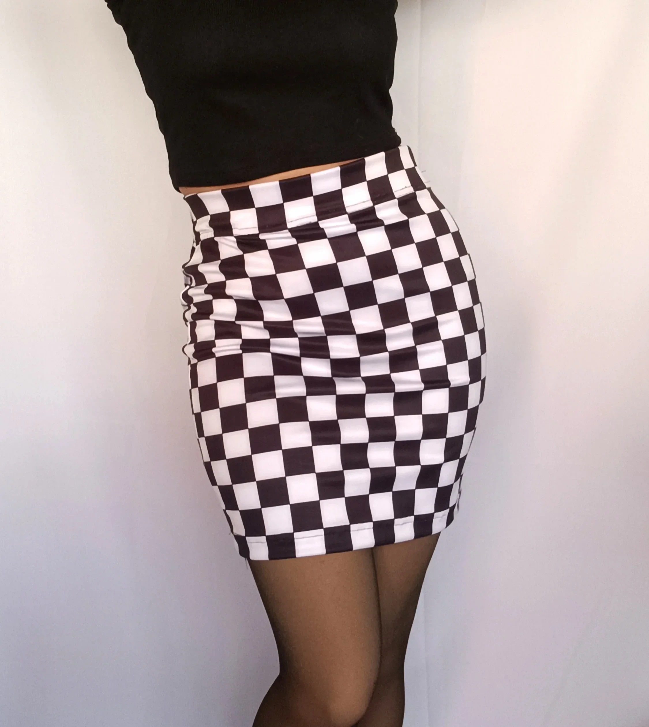 Falda cuadros blanco con negrl 