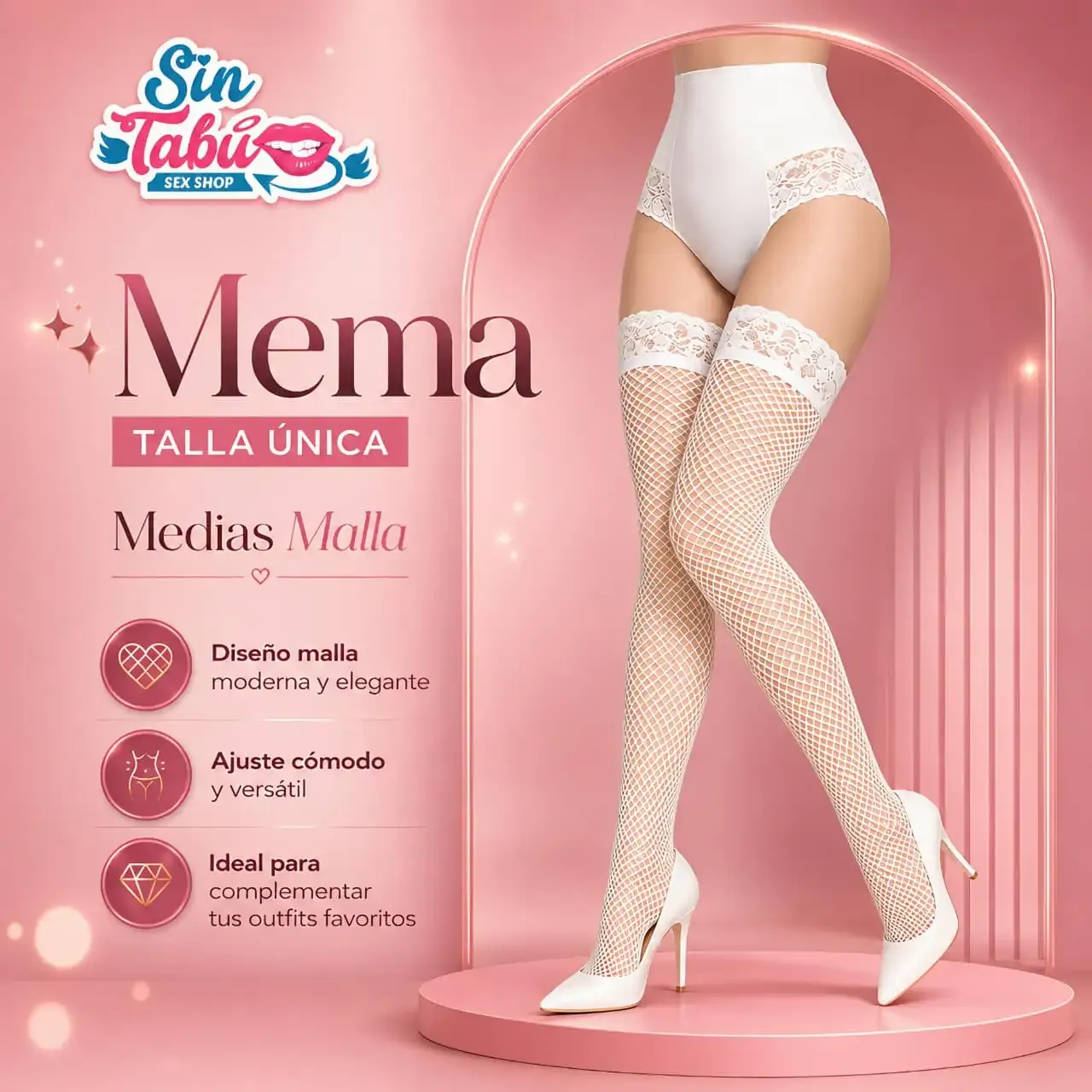 MEDIAS MALLA BLANCA