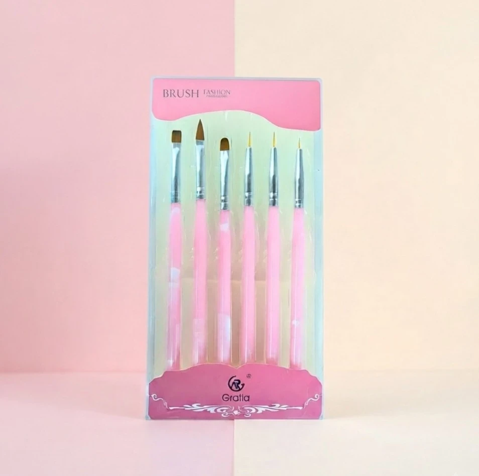 Set 6 Pinceles para Diseños de Uñas marca Gratia
