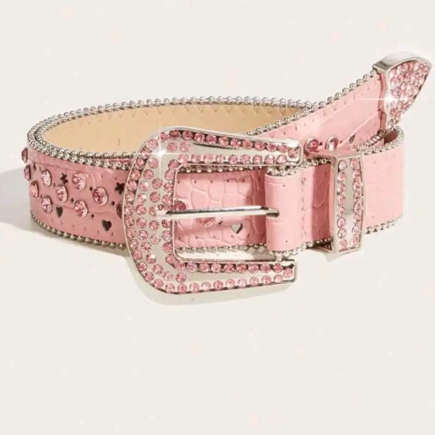 Cinto Vaquero Rosa Brillos 