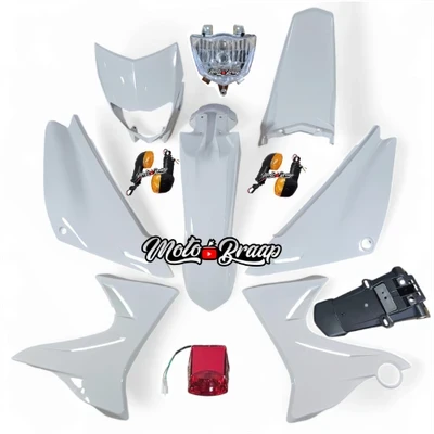 PL XTZ 125 Kit de plasticos BLANCO China IMUNI191 OKLCareta / Guardabarro / aletas tanque / pastas laterales / cola / guardabarro trasero / direccionales / stop / farola