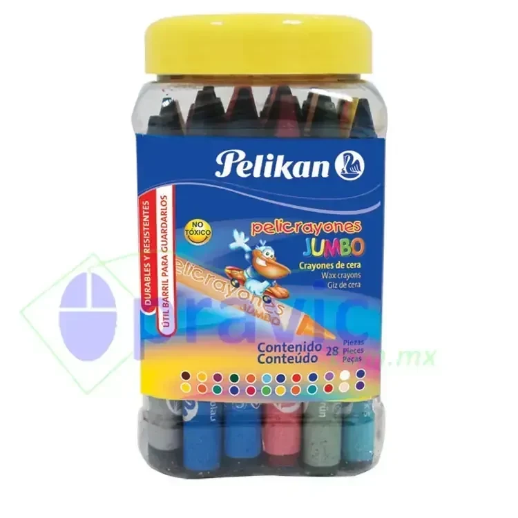 Crayolas pelikan con 28 colores jumbo bote 