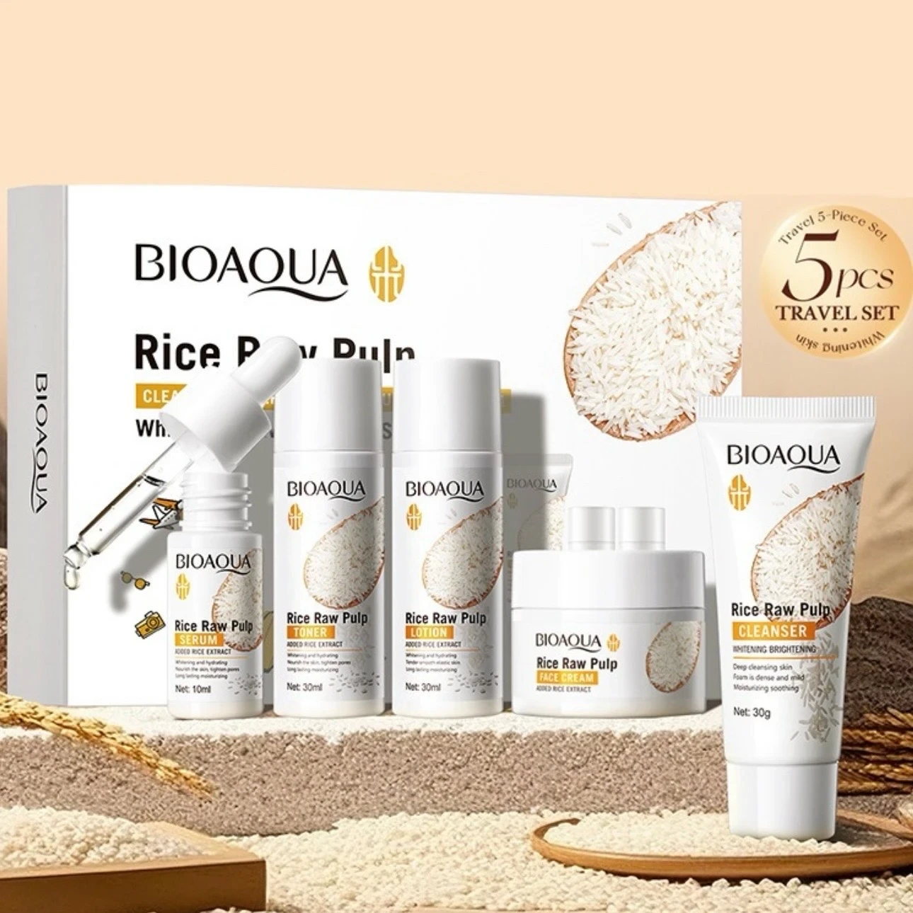 Kit Travel de 5 Productos de Arroz Bioaqua 