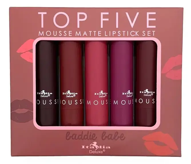 TOP FIVE SET DE 5 LABIALES MATE EN MOUSSE POISON BABE