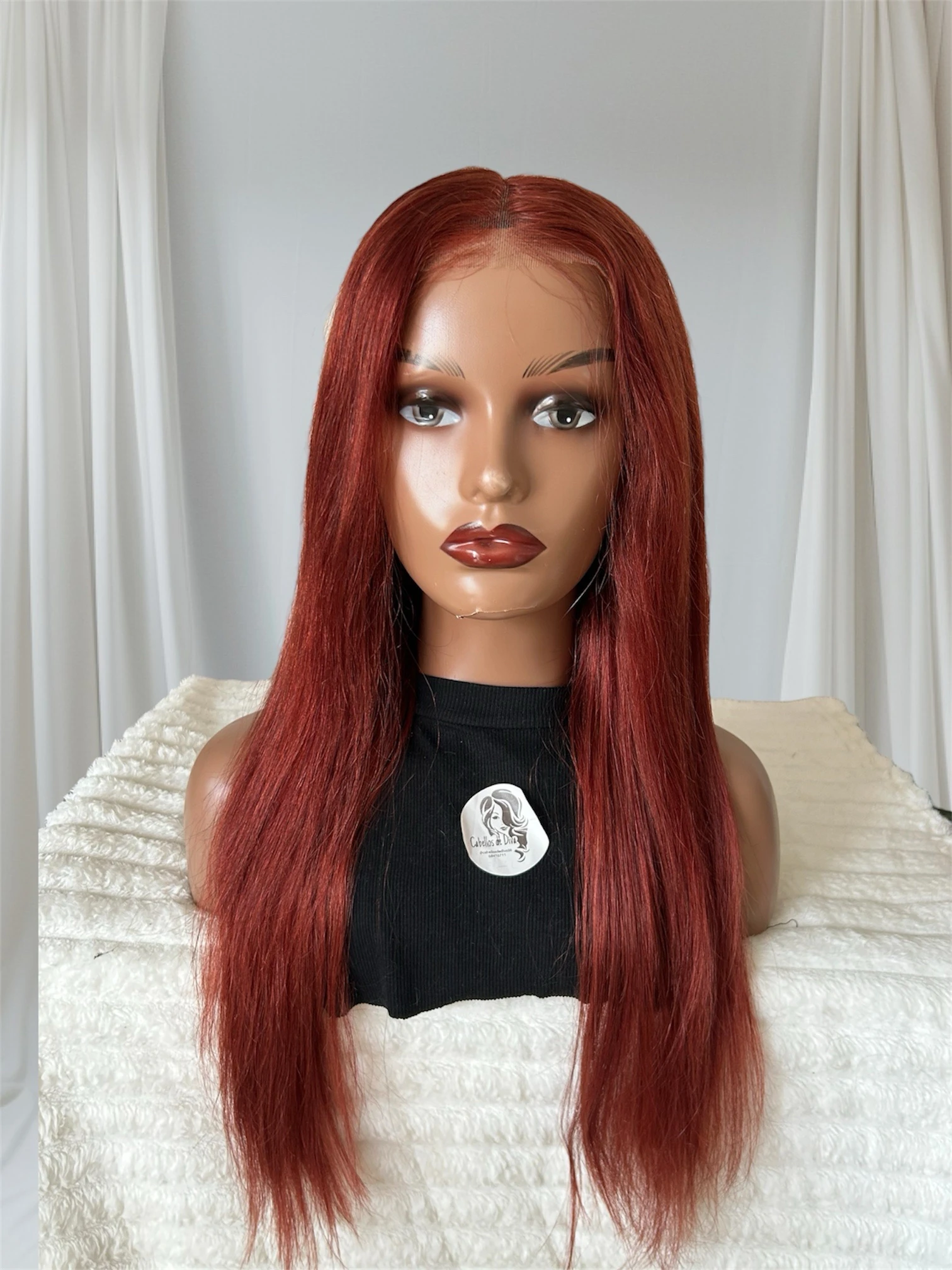 Pelucas de cabello humano de color marrón rojizo, frontal lace 13x4 glueless  de 24 pulgadas  4