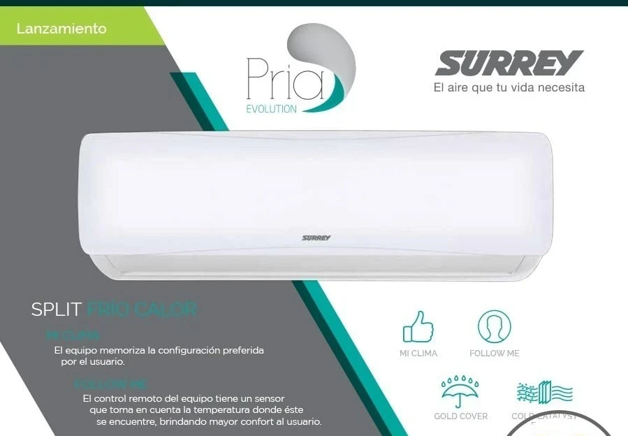 AIRE ACONDICIONADO SURREY 3450W FRIO/CALOR
