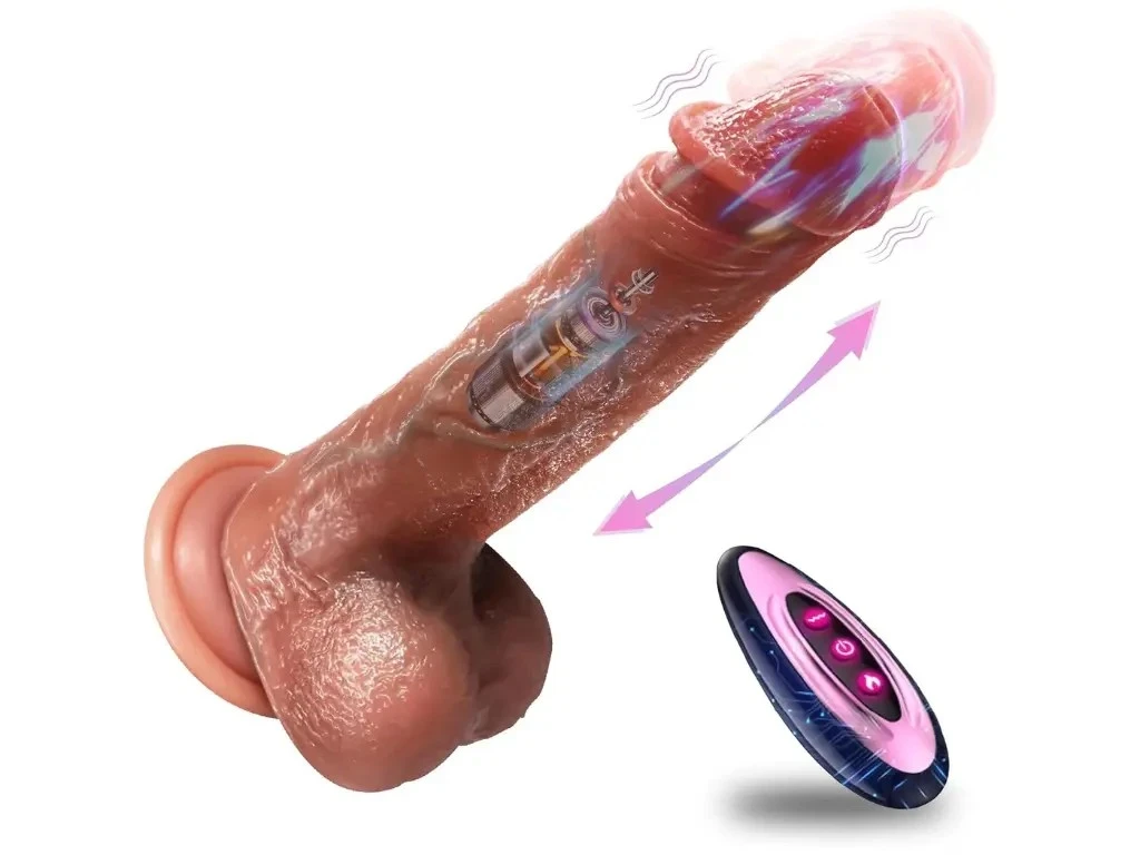 Dildo Realista con Empuje Automático y Calor 21,5 cm