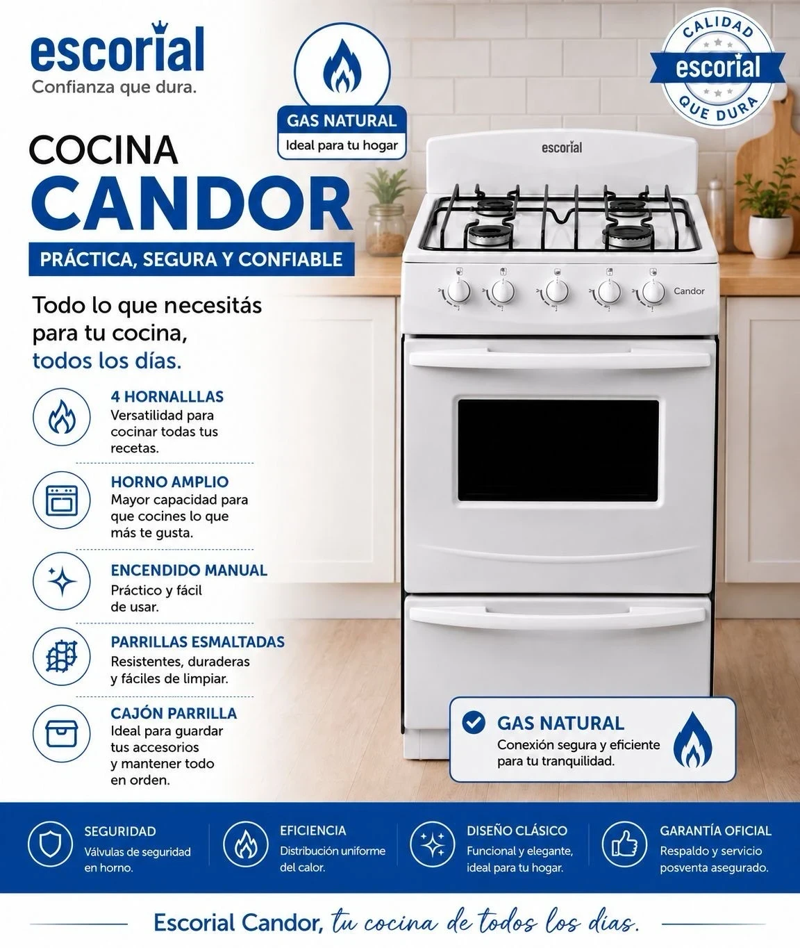 Cocina Escorial Candor Blanca Gas Natural