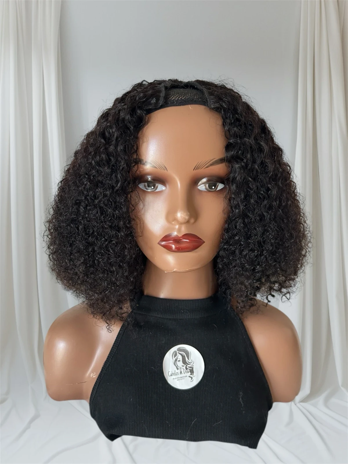 Peluca en V kinky afro de 14”, 180% densidas  2