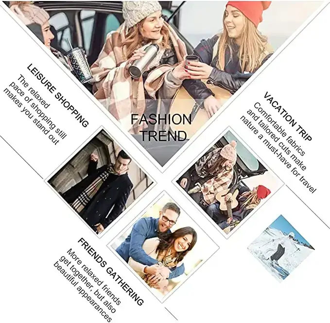 Bufanda Mujer Invierno de Lana,Pashminas Mujer de Punto para Frio y Térmicos,Chales para Mujer de Tela Scocesa Largo y Elegante 3