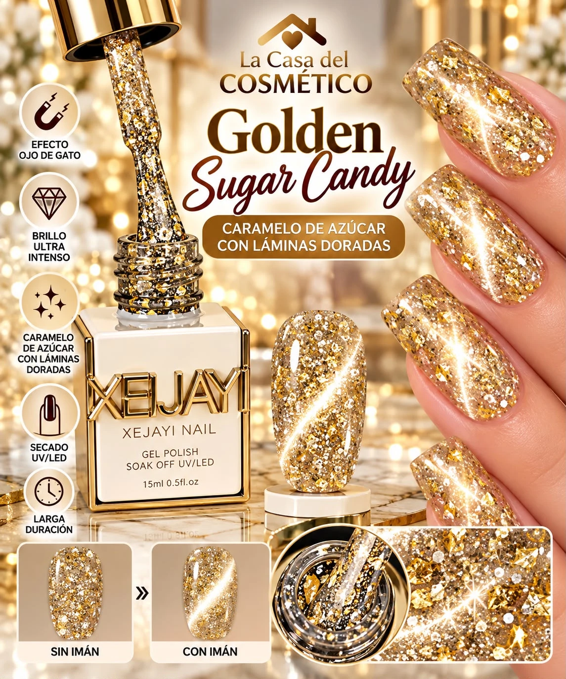 xeijayi esmalte semi efecto ojo de gato caramelo de azucar con laminas dorada.jfif