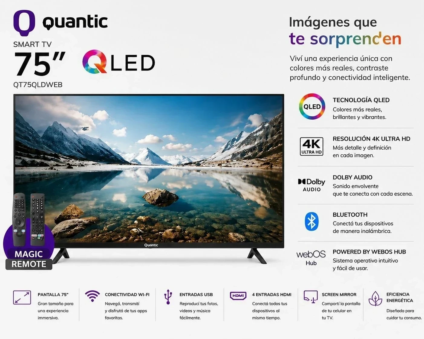 SMART TV QUANTIC 75” QLED QT75QLDWEB