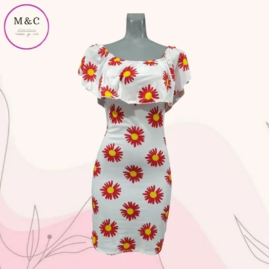 Vestido T- Mediana estilo campesino brush estampado flores 2