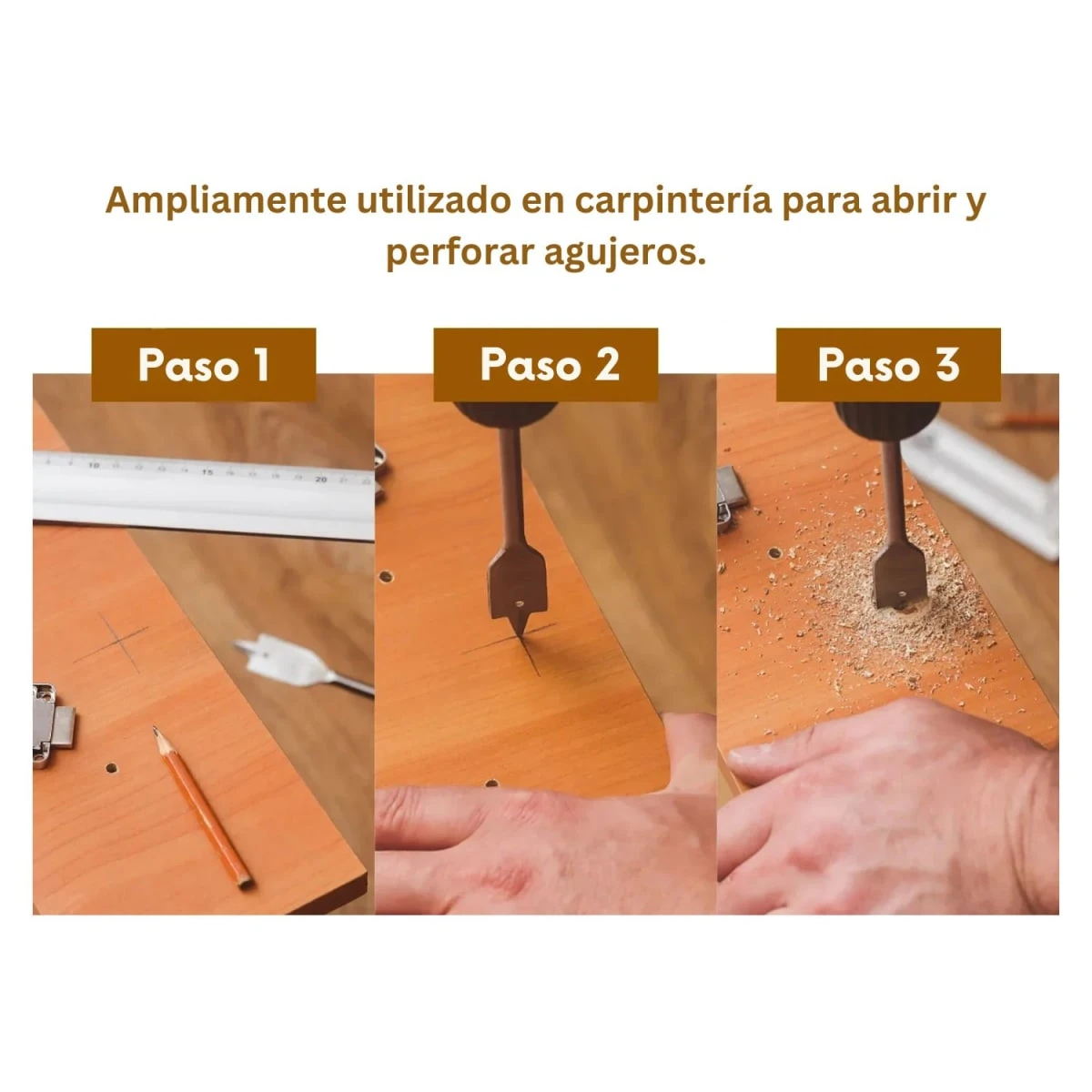 TACSDL1201 Set de brocas planas para madera 12 piezas total 4