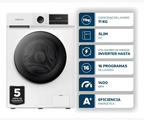 Lavarropas Philco 11KG Inverter