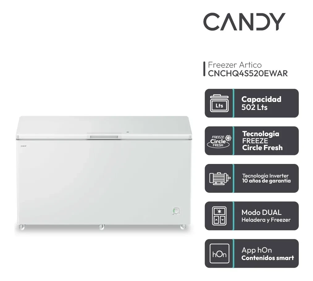 Freezer Horizontal Candy Cnchq4s520ewar 502 Lt Inverter Blanco