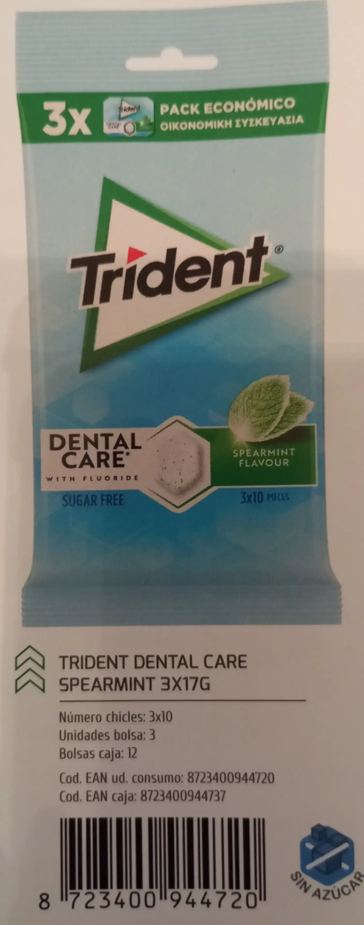 TRIDENT DENTAL CARE SPEARMINT