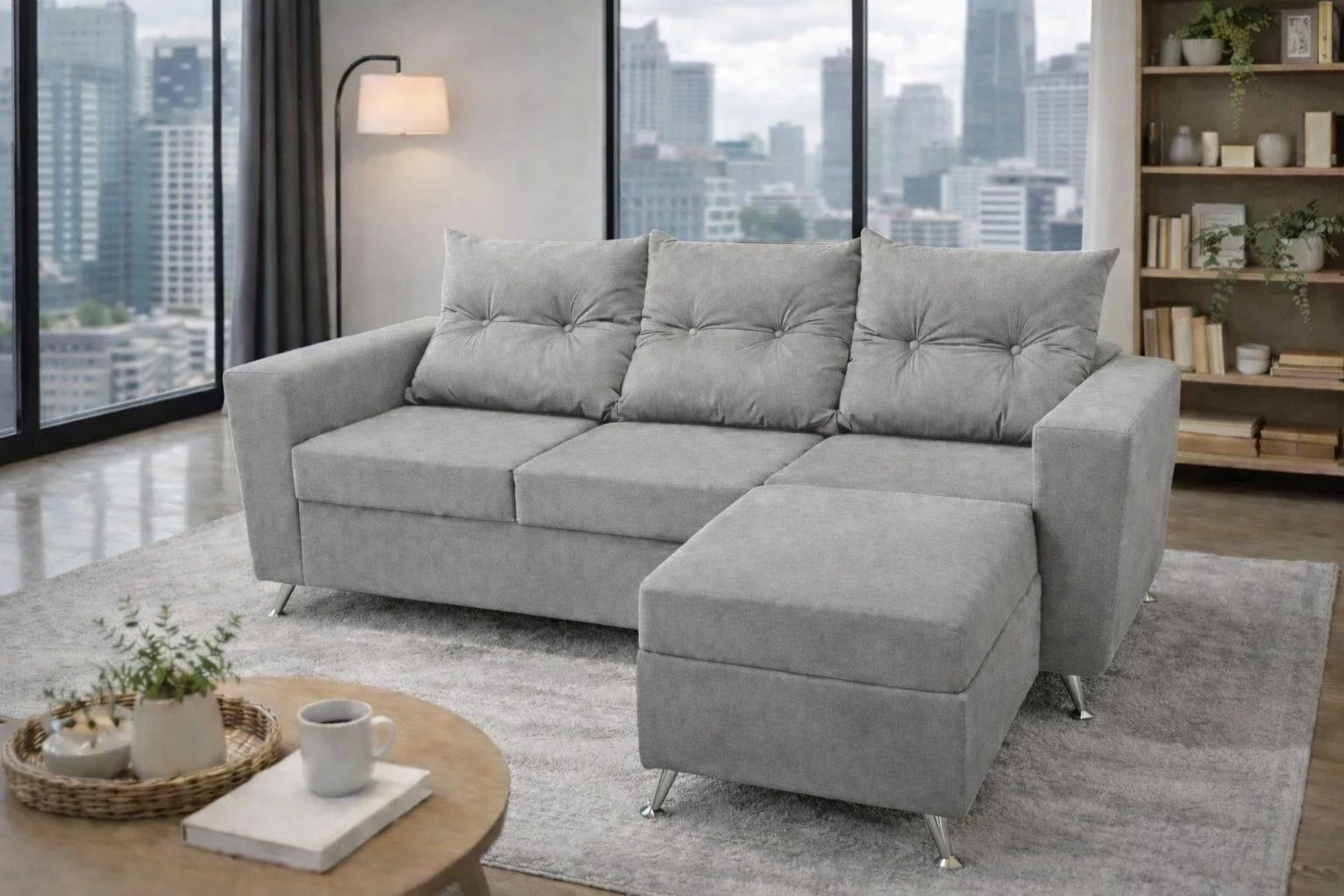 SILLON 3 CUERPOS COLOR GRIS CLARO 1.80X80CM CON CAMASTRO