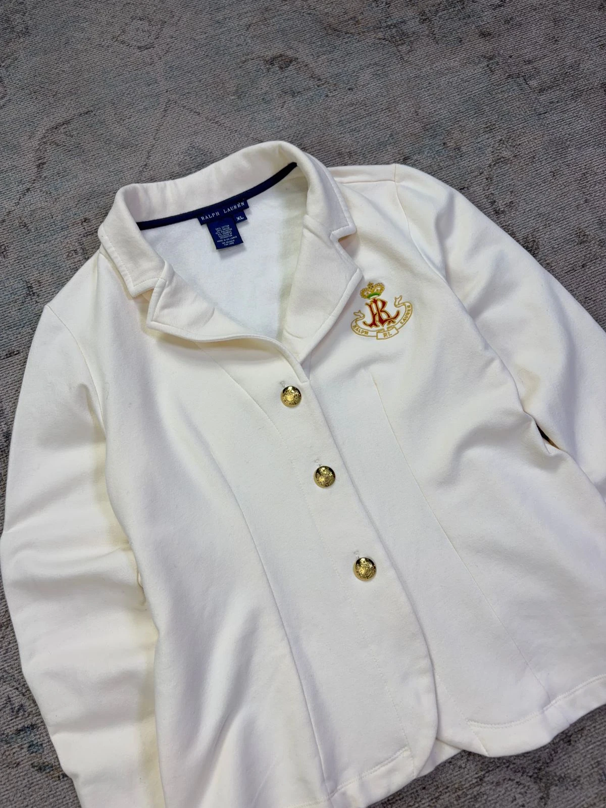 RALPH LAUREN EMBROIDERED CREST KNIT BLAZER