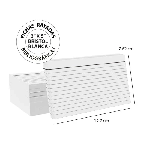 fichas bibliograficas rayadas 3x5"