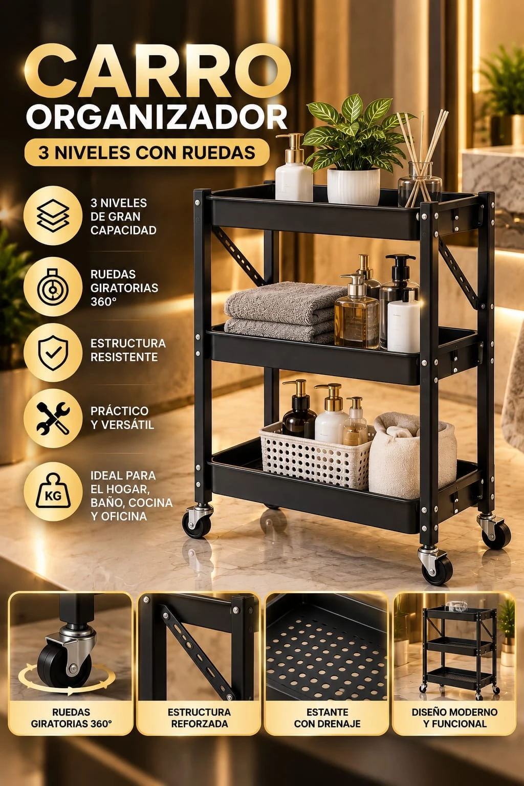 CARRO ORGANIZADOR – 3 NIVELES
