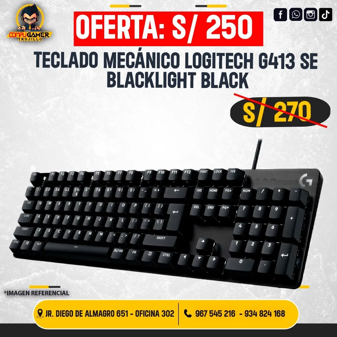 TECLADO MECÁNICO LOGITECH G413 SE LIGHT BLACK