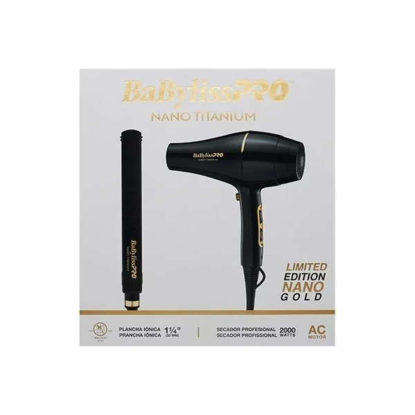 Combo BABYLISS PRO NΑΝΟ Titanium black PLANCHITA +SECADOR 3