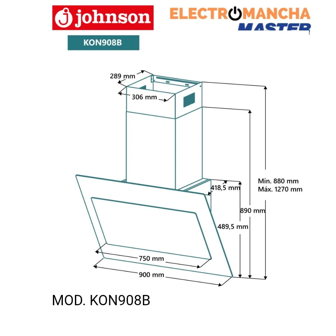 CAMPANA DECORATIVA JOHNSON KON908B 90 CM. 800M/3 CRISTAL.BLANCO A  2