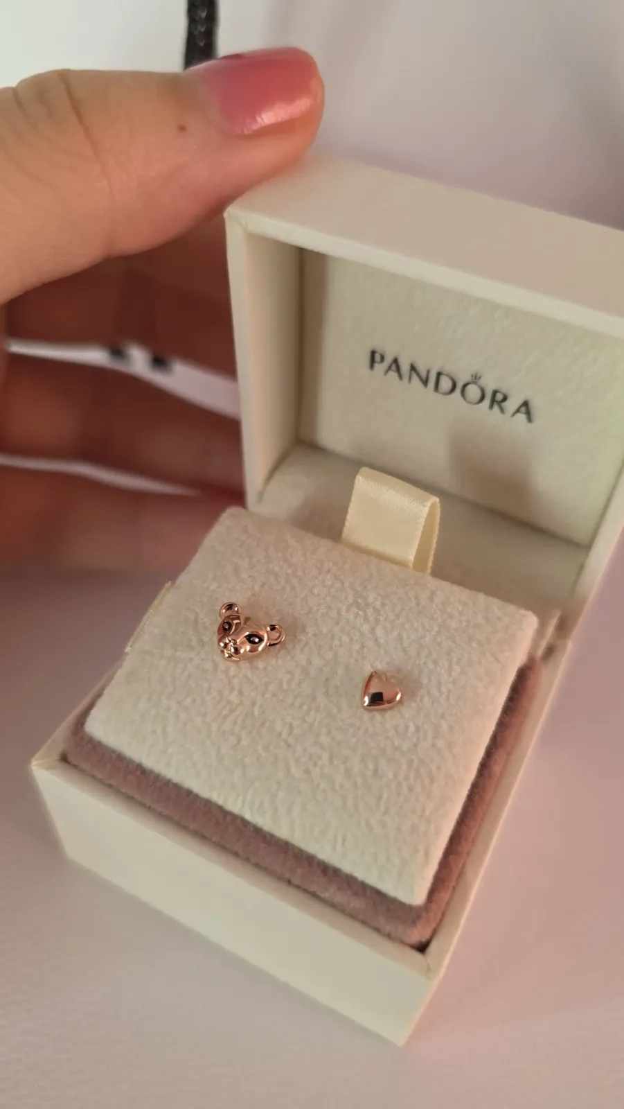 Pandora Rose Lion Princess and Heart Stud Earrings 2