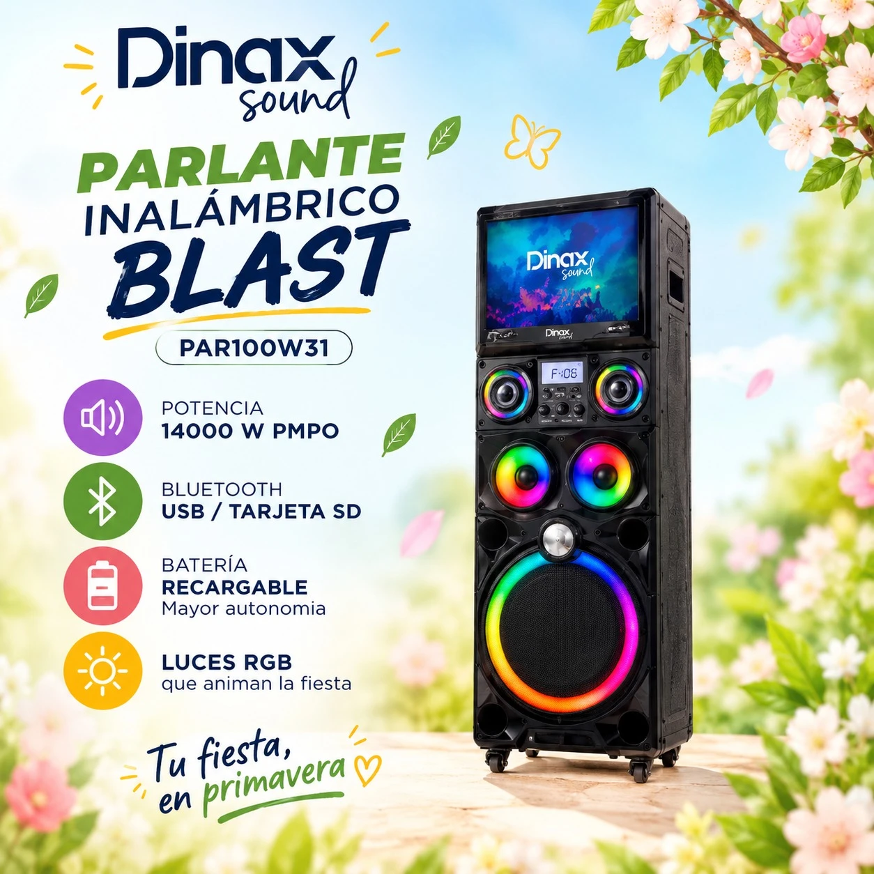 PARLANTE INALÁMBRICO DINAX BLAST - PAR100W31