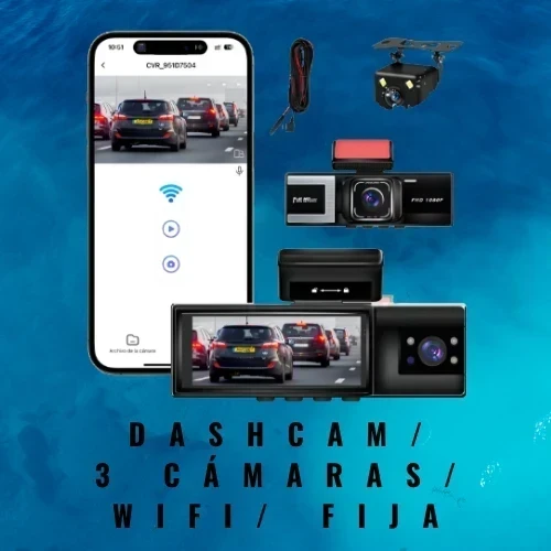 DASHCAM 3 CÁMARAS WIFI 64GB FIJA