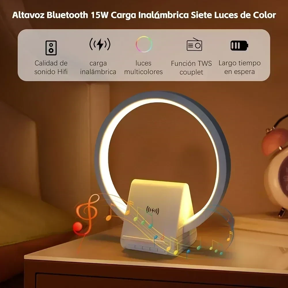 PARLANTE LAMPARA ARO LUZ LED 