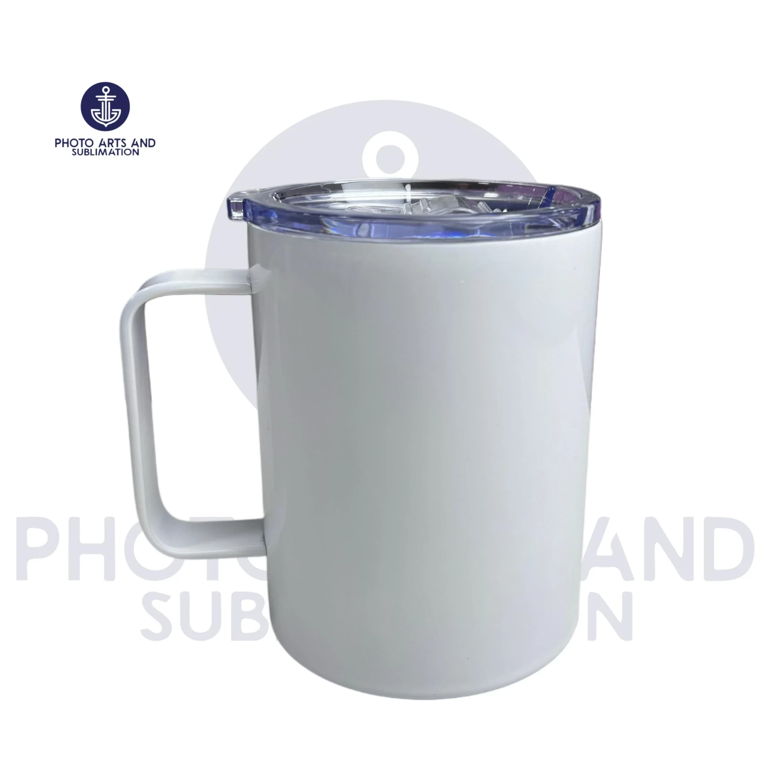 Mug Blanco Acero con Tapa Transparente