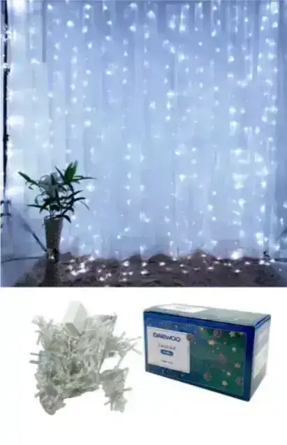 Cortina led DAEWOO 192 luces 3m x 2m 10 secuencias a 220v 2