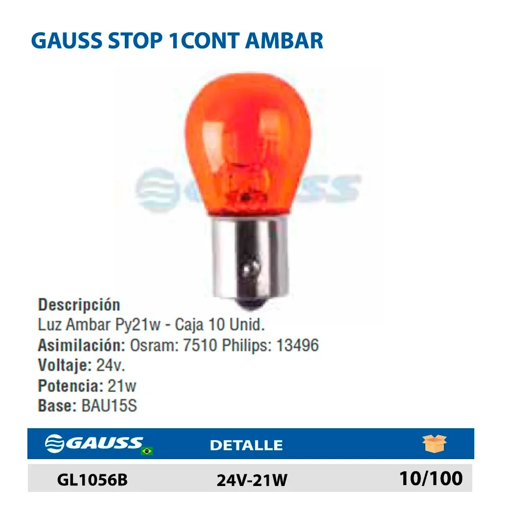 GAUSS STOP 1CONT AMBAR 24V-21W