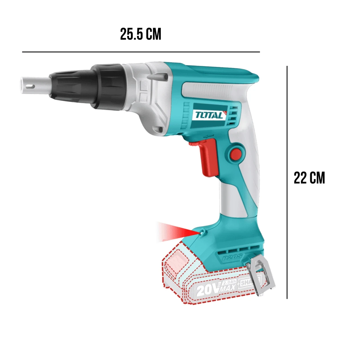 TDSLI204200 Atornillador de drywall 20v + bateria 2ah y cargador total 5