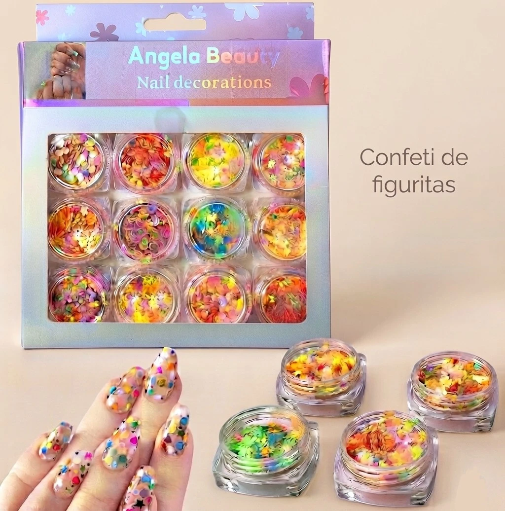 Set Decoración Confeti de Figuritas para Uñas